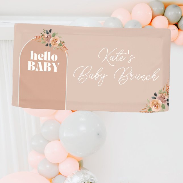 Hello Baby, Boho Modern Baby Shower Banner (Creator Uploaded)