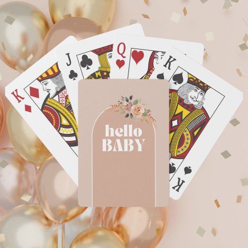 Hello Baby Boho Modern Baby Shower Playing Cards