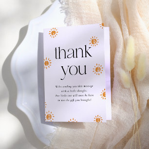 Hello Baby   Boho Sunshine Baby Shower Letterpress Thank You Card