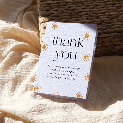 Hello Baby  Boho Sunshine Baby Shower Thank You Card