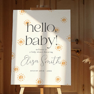 Hello Baby Boho Sunshine Baby Shower Welcome Sign