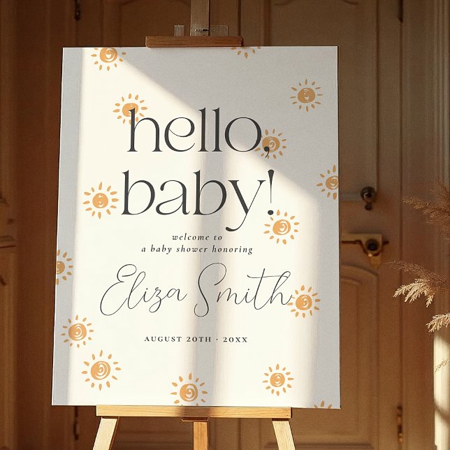 Hello Baby Boho Sunshine Baby Shower Welcome Sign (Creator Uploaded)