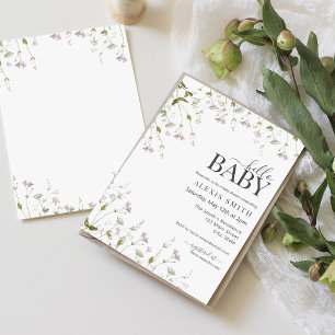 Hello Baby Boho Wildflower Floral Baby Shower Invitation
