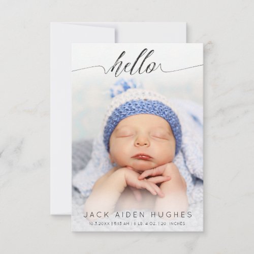 Hello Baby Boy Girl Birth Announcement Photo Cards