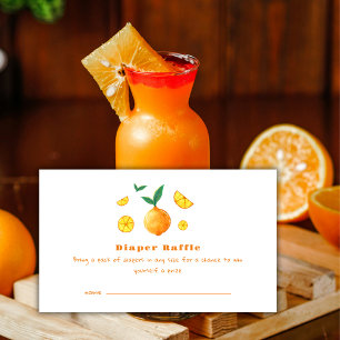 Hello Baby Citrus Orange Diaper Raffle Baby Shower Enclosure Card