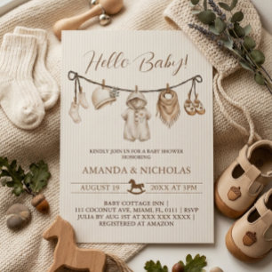Hello Baby Clothes Baby Shower Invitation