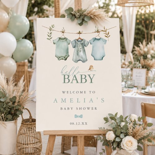 Hello Baby Clothesline Baby Shower Welcome Sign