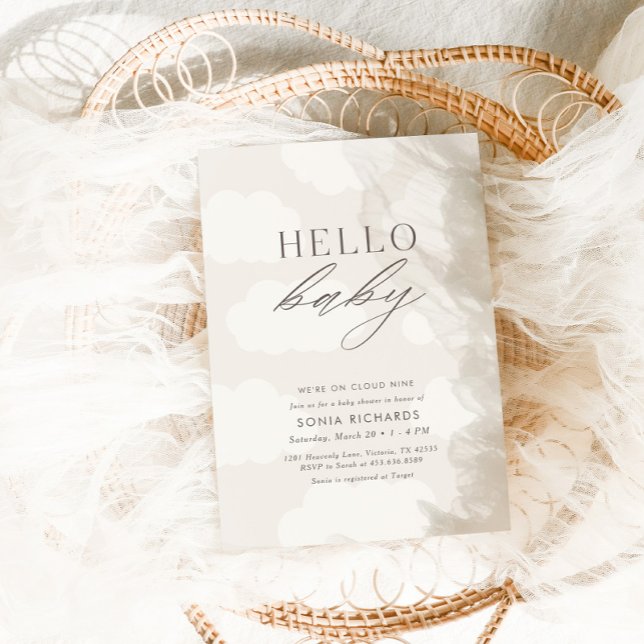 Hello Baby | Cloud Nine Gender Neutral Baby Shower Invitation (Creator Uploaded)