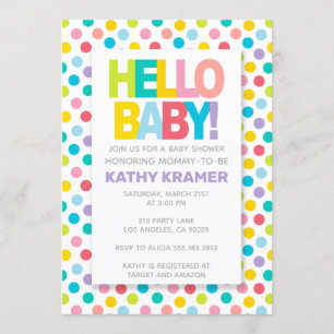 HELLO BABY! Colorful Baby Shower Invitation