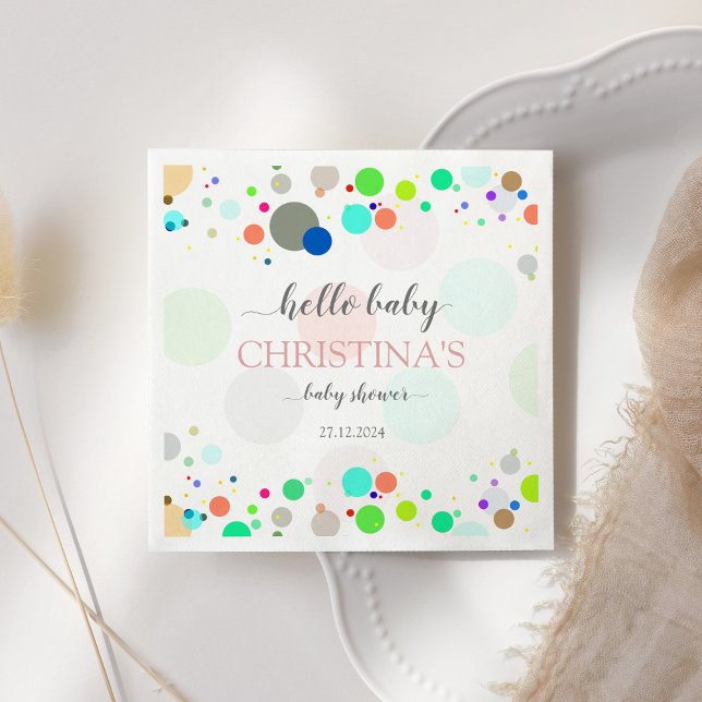 Hello baby Colorful Dots Baby Shower Napkins (Creator Uploaded)