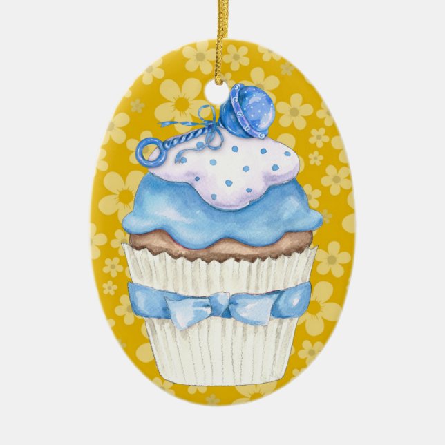 Hello Baby Cupcake ! Ceramic Ornament (Front)
