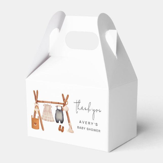 Hello Baby | Cute Boho Clothes Baby Shower  Favor Boxes (Front Side)