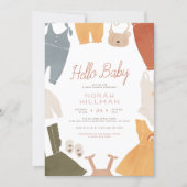 Hello Baby | Cute Boho Clothes Girl Baby Shower Invitation (Front)