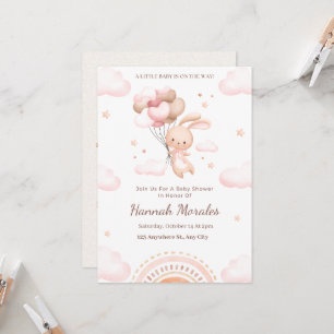 Hello Baby Cute Bunny Baby Shower Invitation