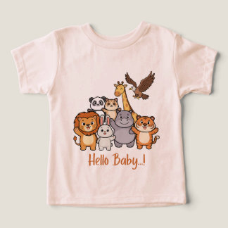 Hello Baby Cute Woodland Animals Nursery Baby Show Toddler T-shirt
