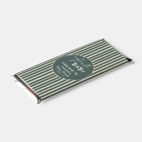 Hello Baby Dark Green Stripes Baby Shower