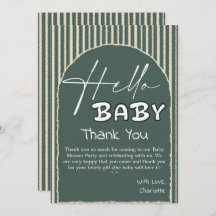 Hello Baby Dark Green Stripes Baby Shower