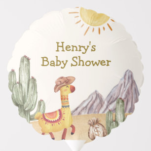 Hello Baby Desert Cactus Llama Cowboy Baby Shower Balloon