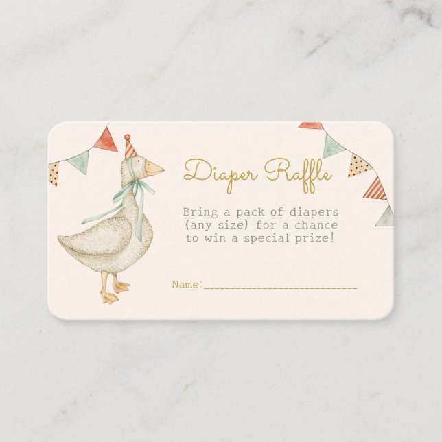 Hello Baby Duck Toys Baby Shower Diaper Raffle Enclosure Card (Front)