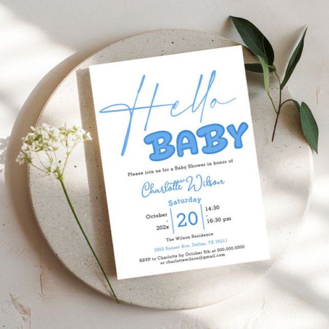 Hello Baby Elegant Baby Shower Invitation (Creator Uploaded)