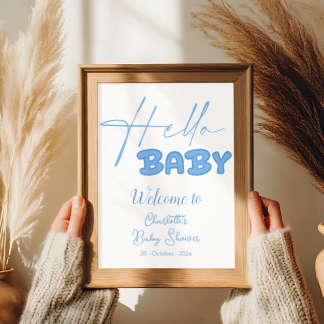 Hello Baby Elegant Baby Shower Welcome Poster (Creator Uploaded)