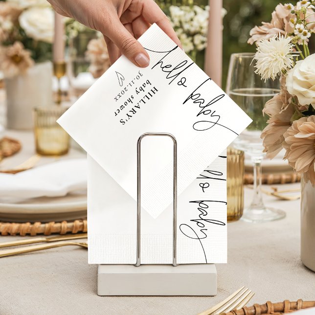 Hello Baby Elegant Calligraphy Baby Shower Napkins (Creator Uploaded)