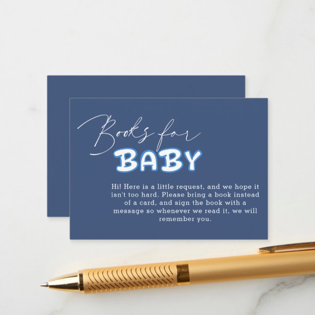 Hello Baby Elegant Dark Blue Baby Shower Enclosure Card (Front/Back In Situ)