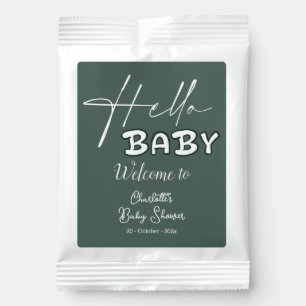 Hello Baby Elegant Dark Green Baby Shower Hot Chocolate Drink Mix