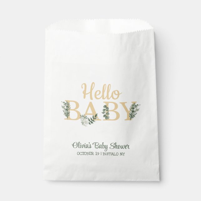 Hello Baby Eucalyptus  Favor Bag (Front)