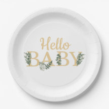 Hello Baby Eucalyptus Plates