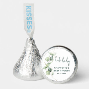Hello Baby Eucalyptus Script Baby Shower Custom Hershey®'s Kisses®