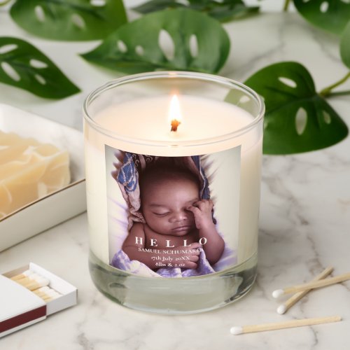 Hello Baby Flat Announcement  Scented Candle