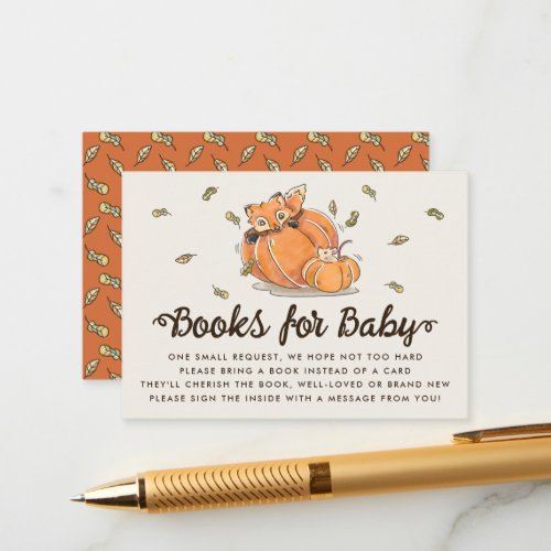 Hello Baby Fox Autumn Baby Shower Books for Baby Enclosure Card