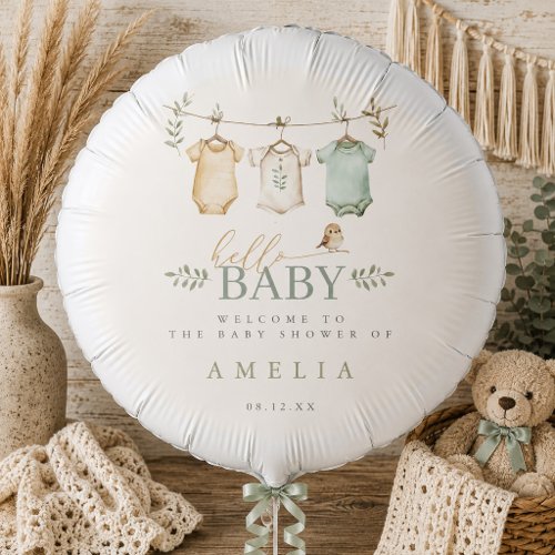 Hello Baby Gender Neutral Clothesline Boho Balloon