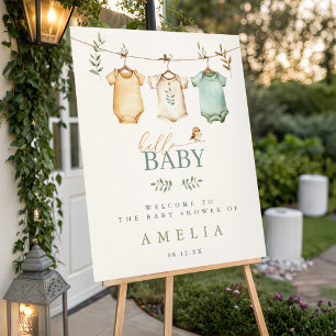 Hello Baby Gender Neutral Clothesline Welcome Sign