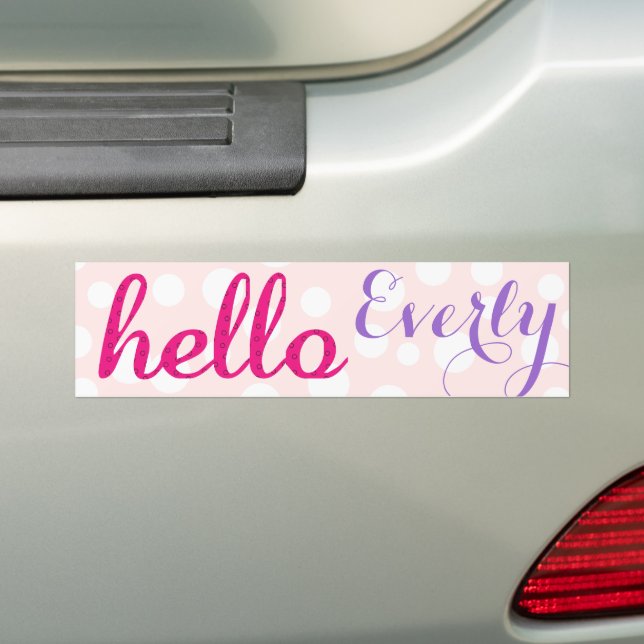 Hello Baby Girl Cute Colorful Pink Purple  Bumper Sticker (On Car)