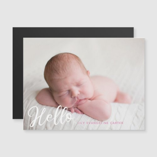 Hello Baby Girl Photo Birth Announcement Magnet