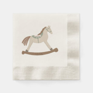 Hello Baby Girl Pink & Green Bow Rocking Horse Napkins