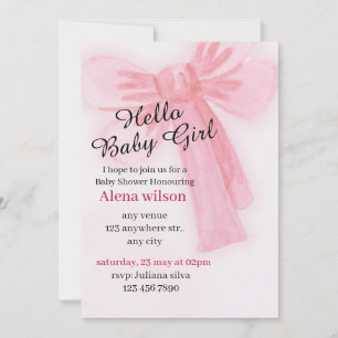 Hello baby girl Watercolor Baby Shower Invitation