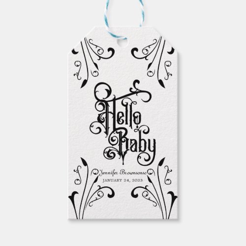 Hello Baby Gothic Rustic Style Gift Tags