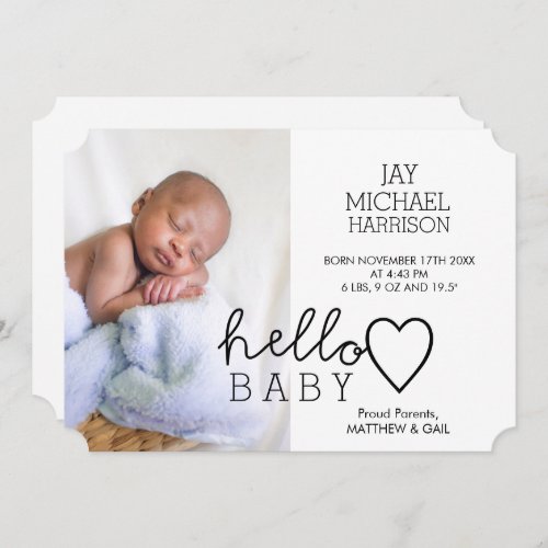 Hello Baby Heart Birth Announcement