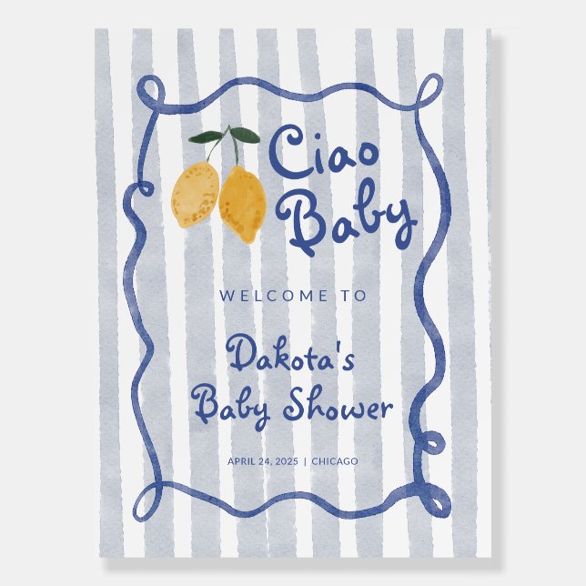 Hello Baby Lemon Boys Baby Shower Welcome Foam Board (Front)