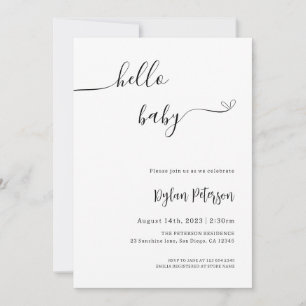 Hello Baby   Minimalist Baby Shower Invitation