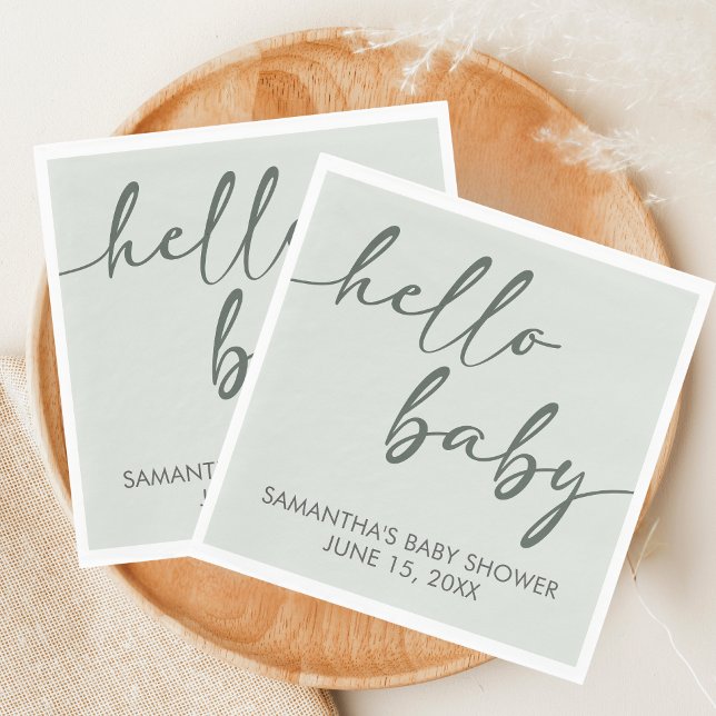 Hello Baby Minimalist Baby Shower Napkins (Hello Baby Baby Shower Napkin)