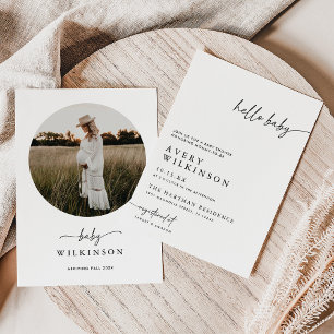 Hello Baby Minimalist Boho Photo Baby Shower Invitation