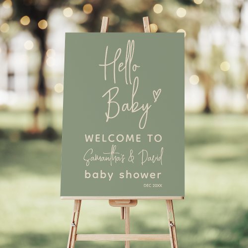 Hello Baby Minimalist Gender Neutral Baby Shower Foam Board