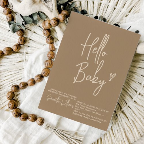 Hello Baby Minimalist Gender Neutral Baby Shower Invitation