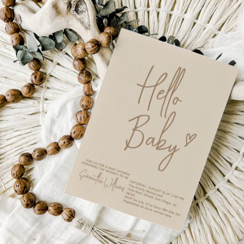Hello Baby Minimalist Gender Neutral Baby Shower Invitation