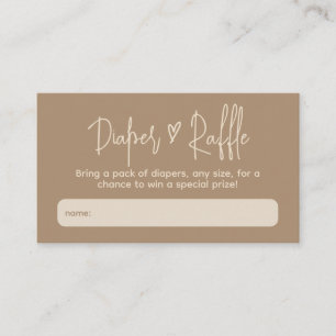 Hello Baby Minimalist Gender Neutral Diaper Raffle Enclosure Card