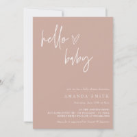 Hello Baby Minimalist Girl Boho Baby Shower  Invitation